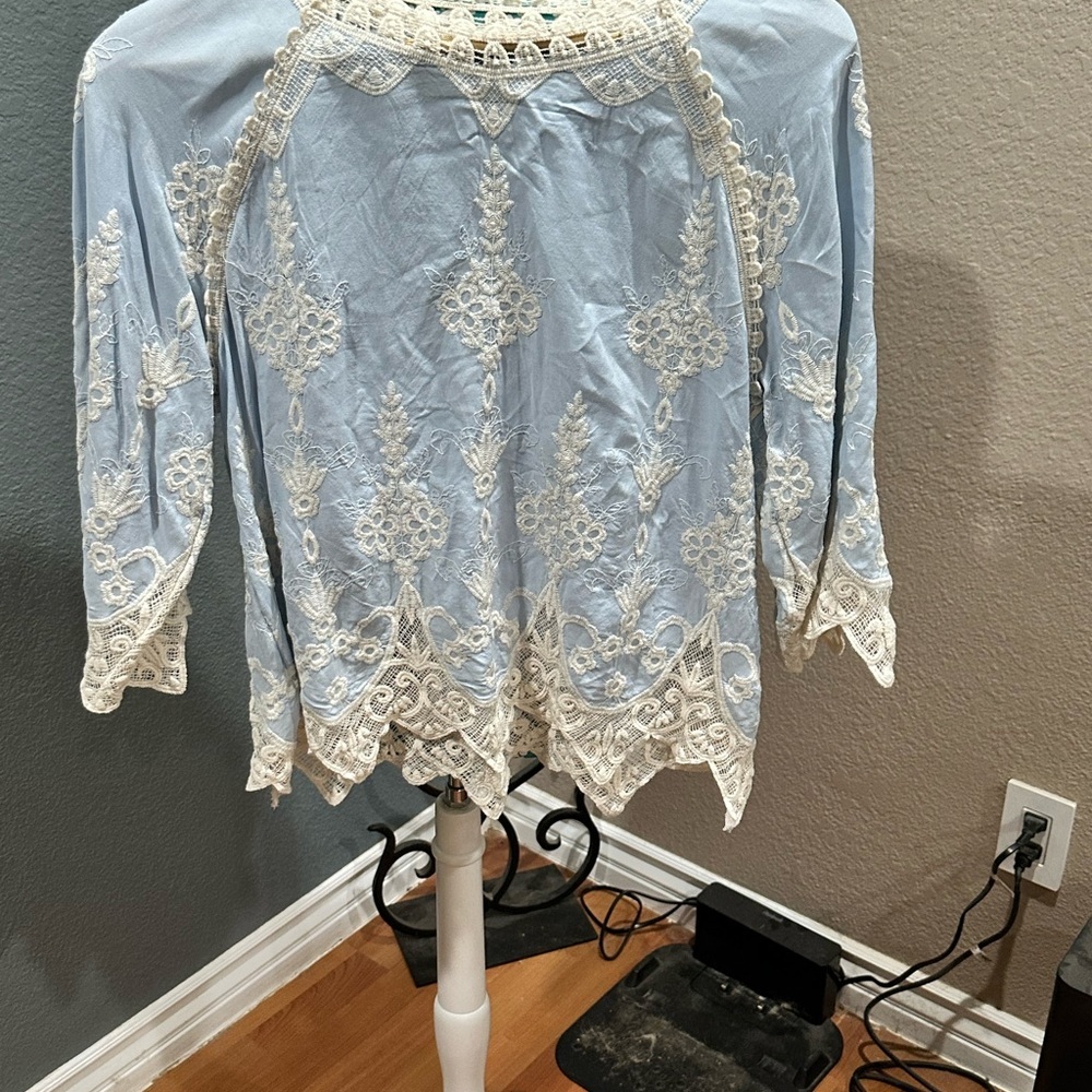 Embroidered Lace blouse. Cottage-core, whimsy-goth, festival , hippie, fairycore